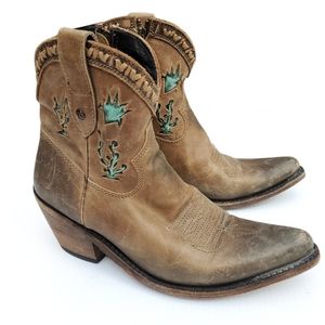 Liberty Black Emma Leather Cowboy Ankle Boots